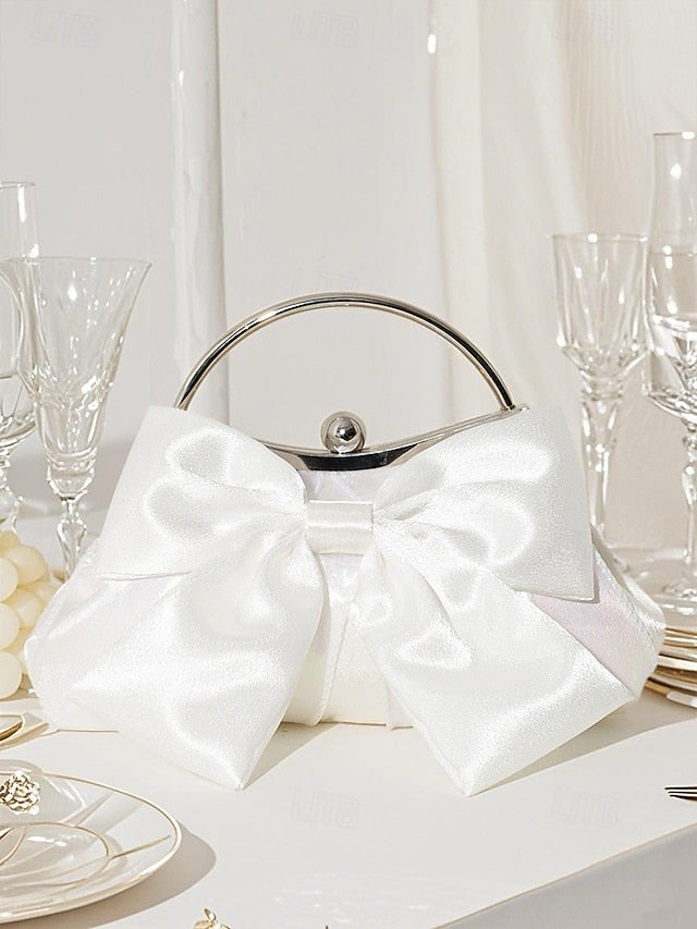 Evening Elegant Bow Women's Pearl – Clutch Bag Satin