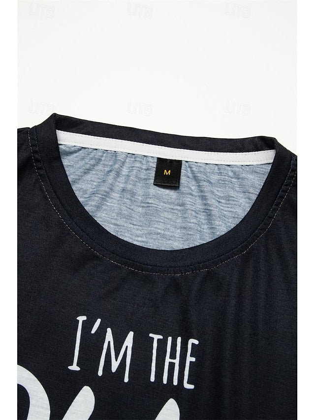 Women's T Shirt Print Letter Family Fashion Long Sleeve