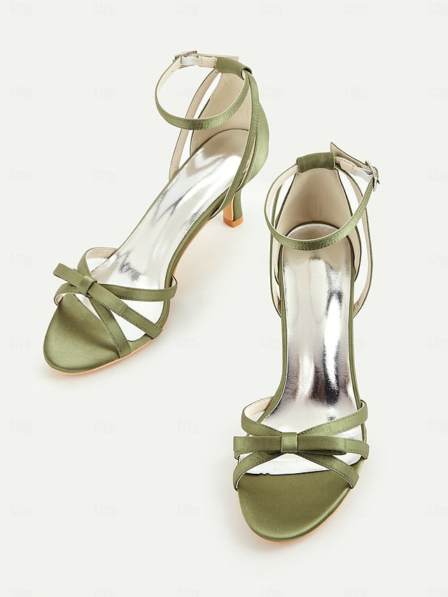 Satin Heel Vintage Green 1950s Women's Strappy Kitten