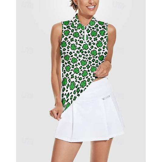 Women's Clover Tennis Shirt Sleeveless Print UPF50+ Quick