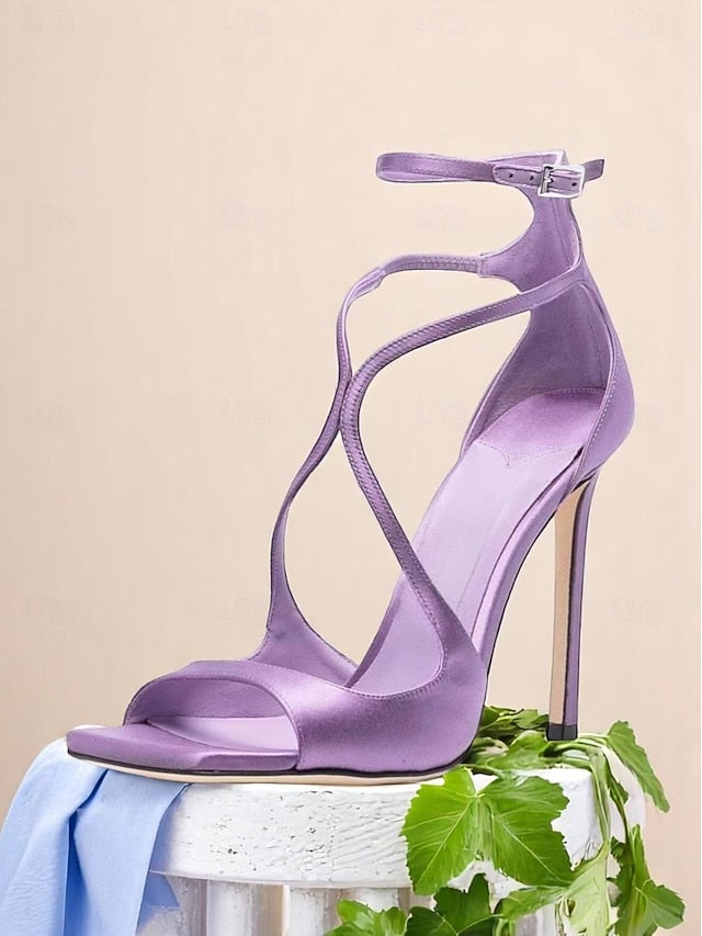 Lavender - Elegant Satin Heels Stiletto Women's Crisscross