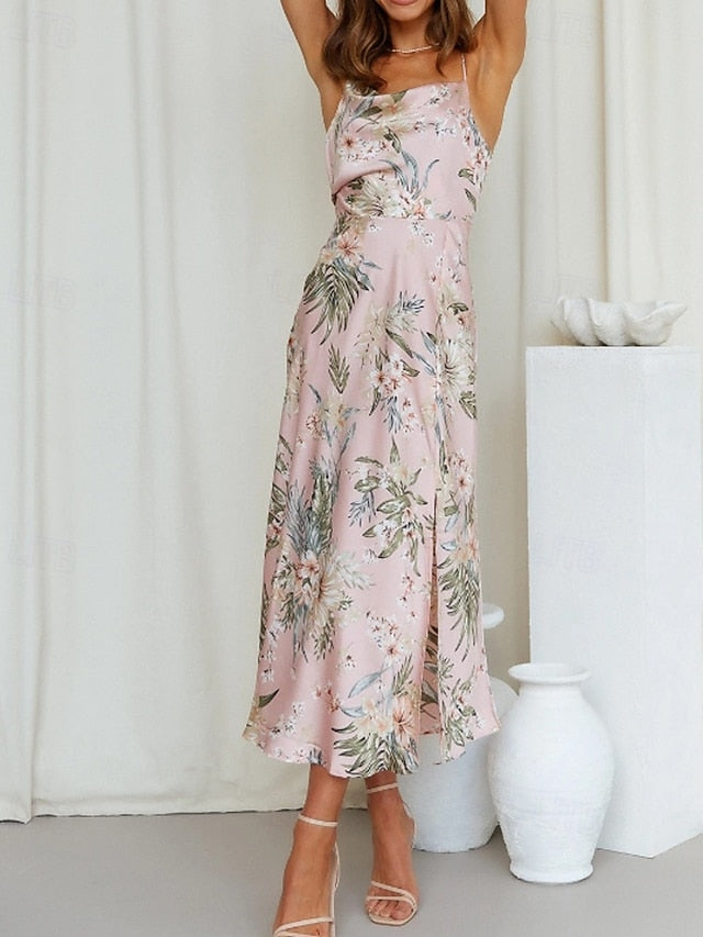 Women's Midi Dress Floral Dress Boho Dress Print Dress