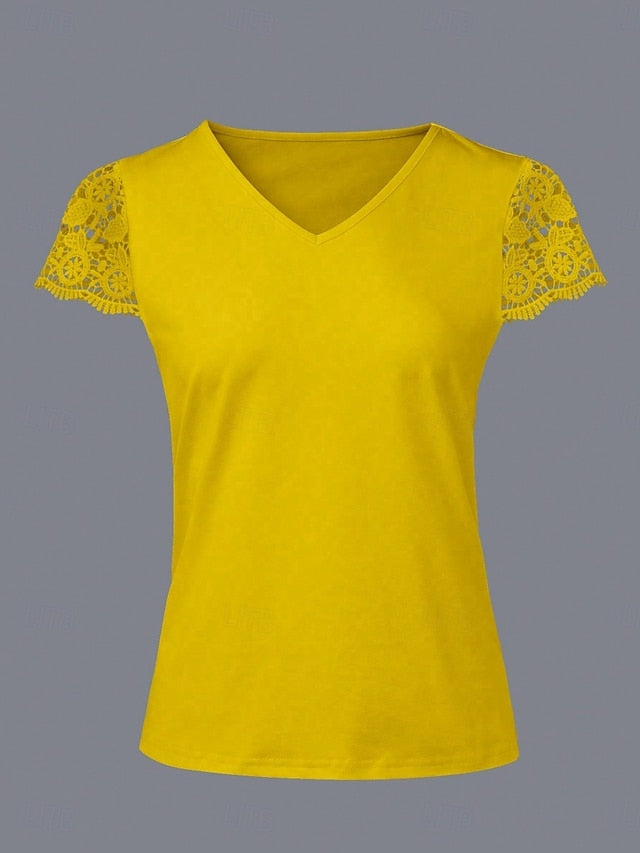 Women's Shirt Blouse Lace Tops Lace Plain Vintage Stylish