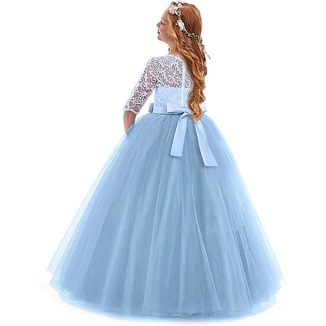 Girl 3-13 Lace Flower Prom Years Princess Dress Kids
