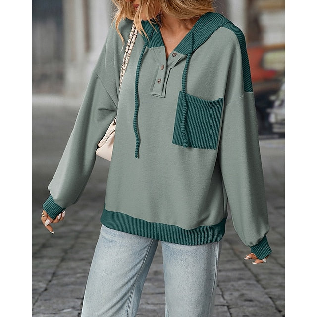 Women's Pullover Sweatshirt Casual Hoodies Drawstring with
