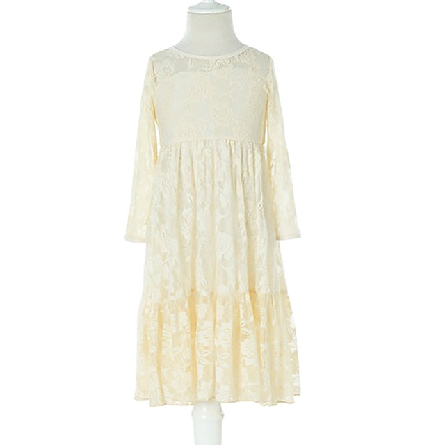 Colored Girl Kids Solid Dress Girls' Flower Long