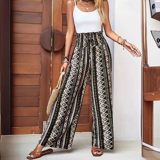 Women's Faux Cotton Linen Culottes Wide Leg Slacks Fashion