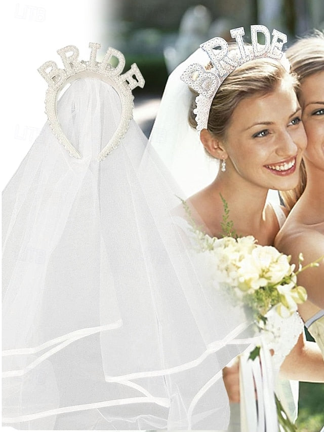 Pearl-Embellished with – Headband Veil 'BRIDE'