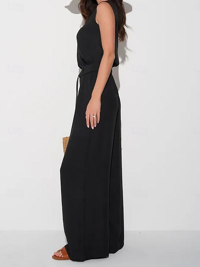Women's Pants Sets Bolero Top Sleeveless Round Neck Plain