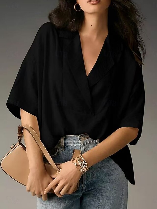 Women's Shirt Blouse Plain Stylish Classic Modern Short