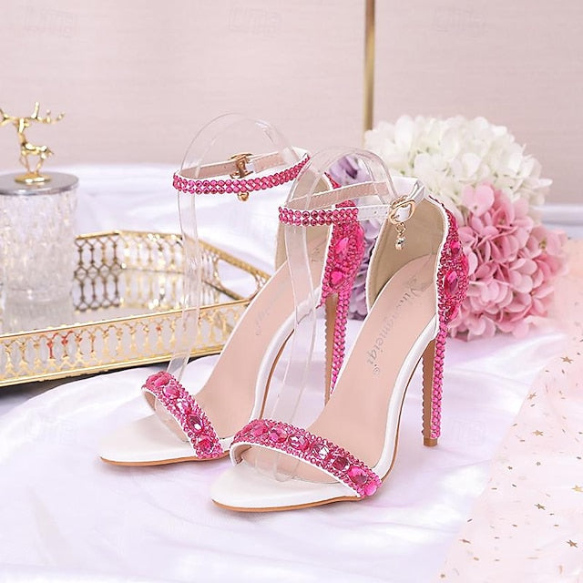 Matching Stiletto Green Ankle Heels Rhinestone Women's with