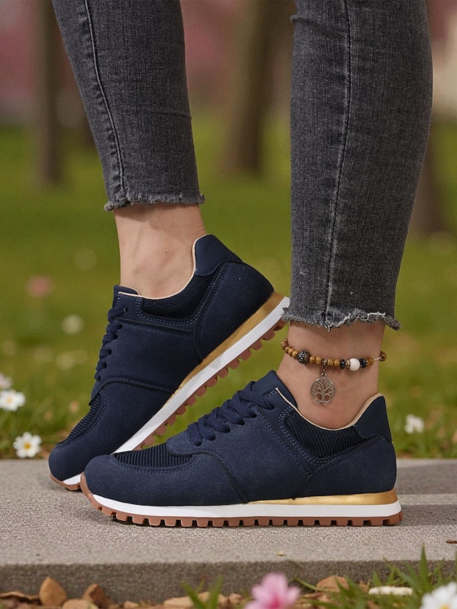 Women's Beige Classic Retro Jogger Sneakers – Casual Low