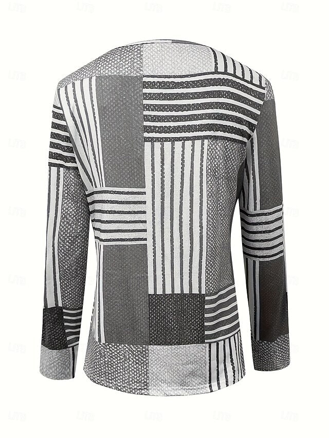 Women's T Shirt Zipper Print Graphic Geometric Vintage