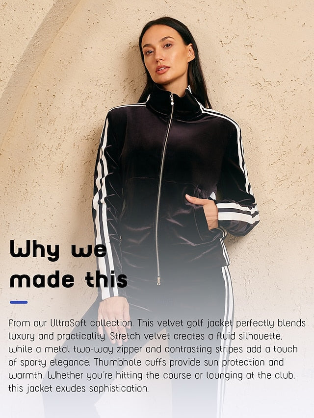 Women's Golf Jacket Black Long Sleeve Top Ladies Golf