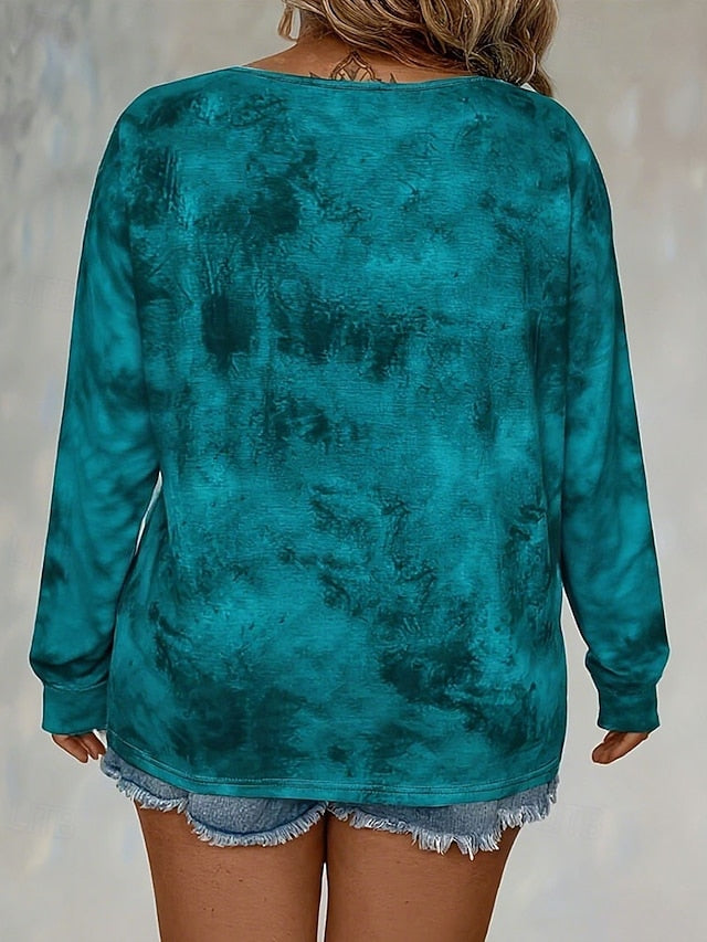 Women's Blouse Patchwork Tie Dye Elegant Casual Long Sleeve