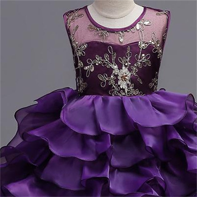 4-13 Party Floral Wedding Summer Kids Dress Ruffle Girls'