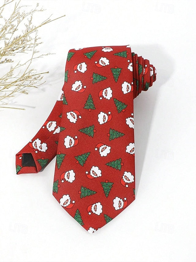 Polyester Tree Tie and Men's Silk – Fun Santa Christmas