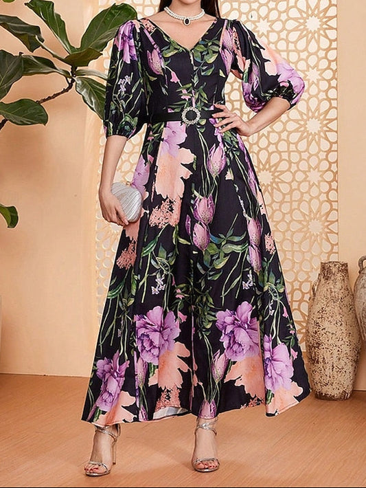 Neck A-Line Bride Dress the Elegant of Mother Floor V Length