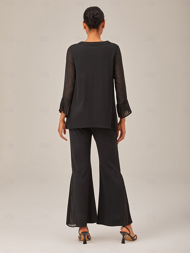 Women's Contrast Design Pleated TENCEL Roma Top Curved Hem
