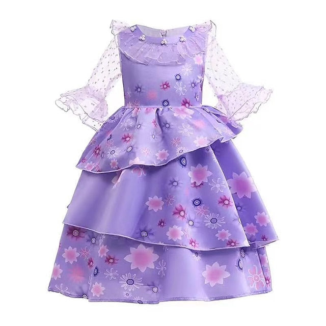 Princess Encanto Isabela Flower Madrigal Dress Girl Fairytale
