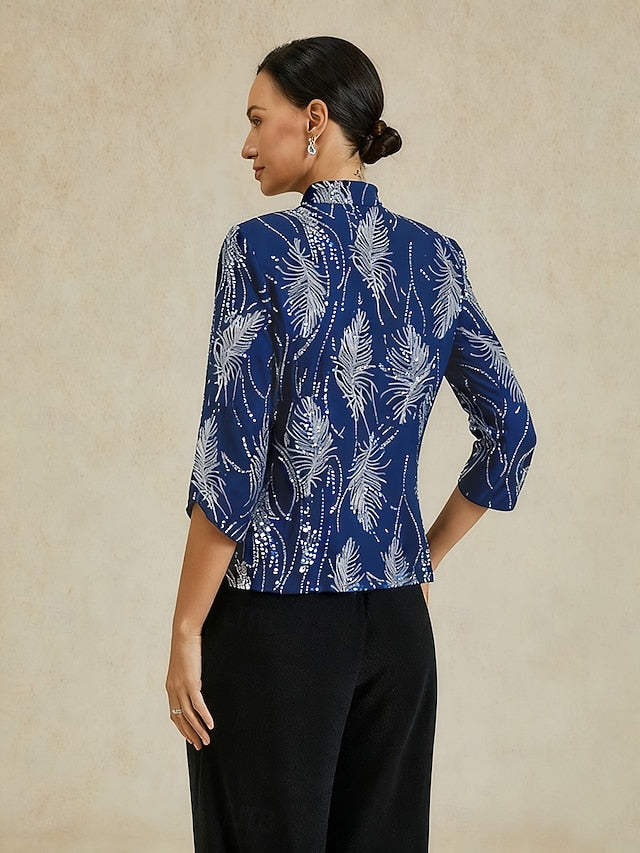Women's Twinset Blouse Dressy Tops Evening Tops Feather