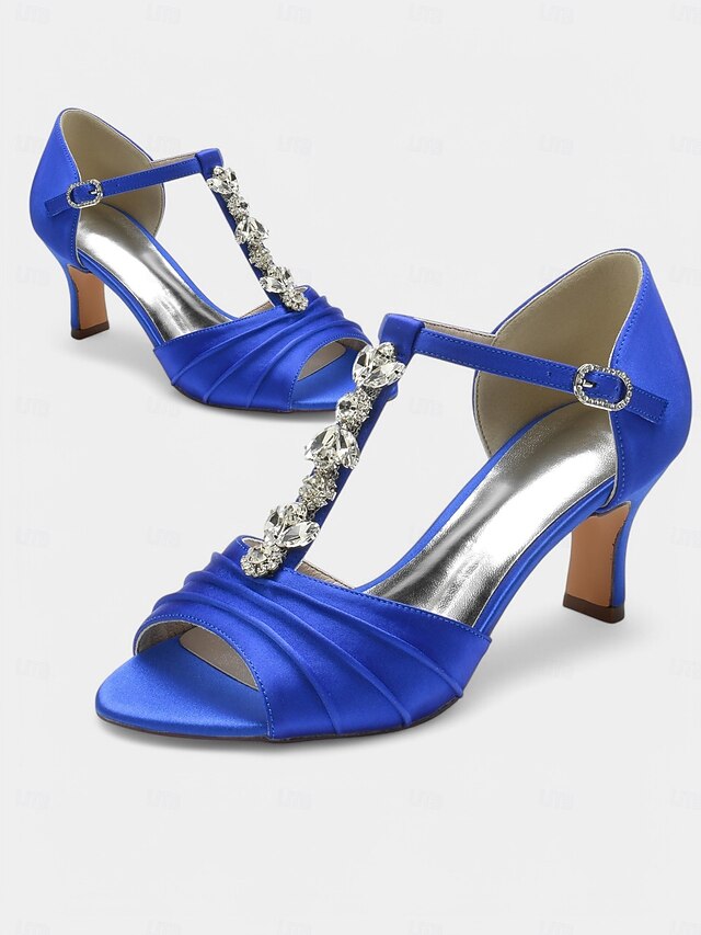 Detail Bridal Crystal Open-Toe Satin with – White Heels