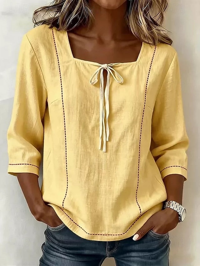 Women's Shirt Blouse Plain Striped Stylish Classic Modern