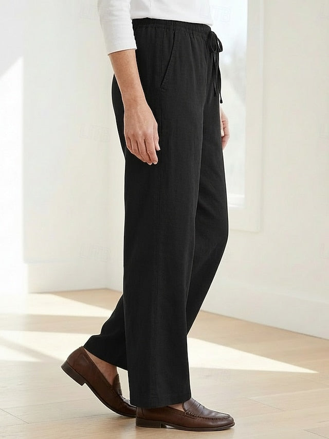 70% Linen Women's Linen Pants Culottes Wide Leg Wide Leg