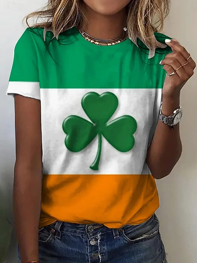 St. Patrick's Day Women's T Shirt Shamrock Casual