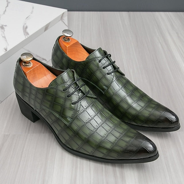 Faux – Crocodile Red Leather Shoes Pattern Men's