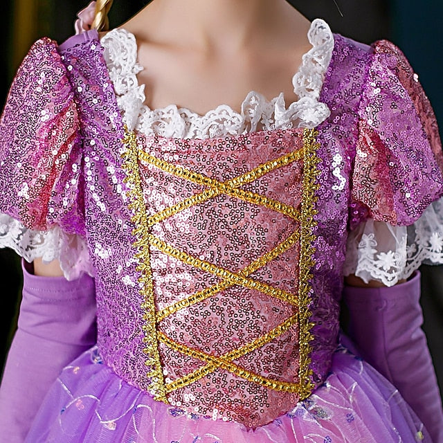 Dress Princess Cosplay Flower Cloak Rapunzel Girl