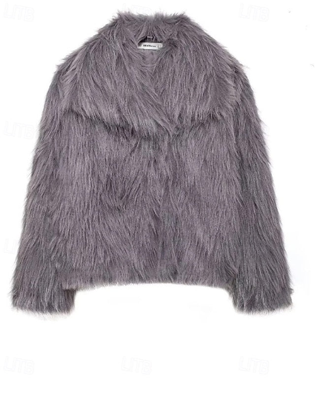 Warm Comfortable Furs Faux Buttons Fur Coat Women's