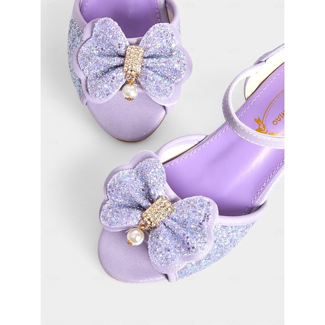 Glitter with Pearl Sandals Purple Bow Girls' Accent