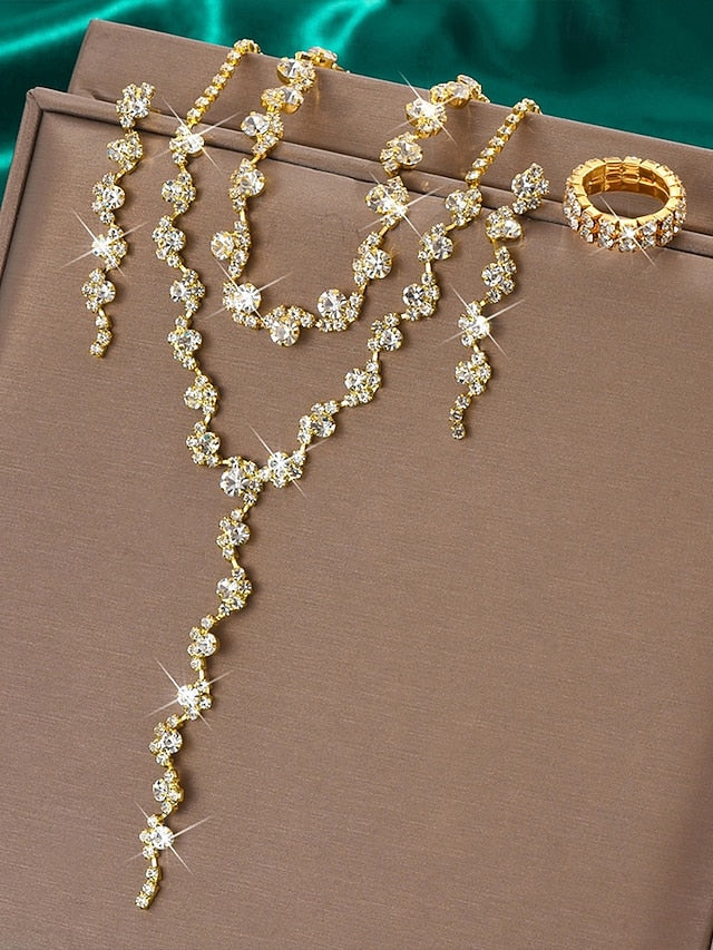 Jewelry Rhinestone Gold Set Elegant Necklace –