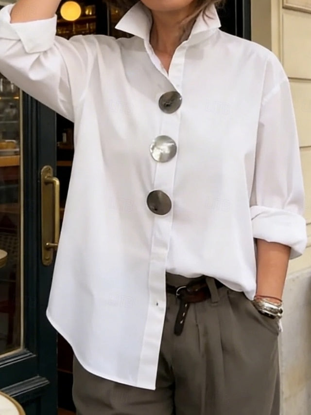 Women's Blouse Buttons Solid Color Elegant Stylish Casual
