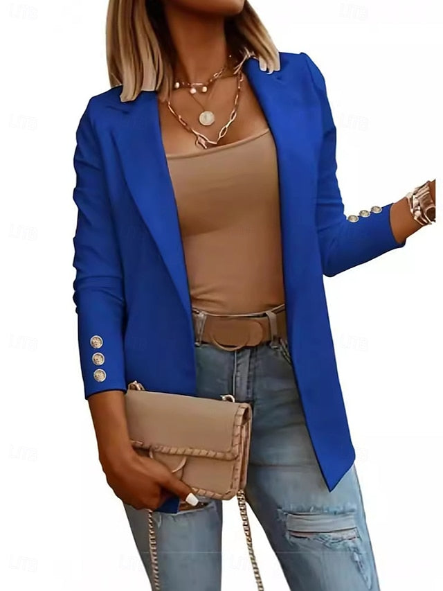 Women's Blazer Dress Pants Long Sleeve Shirt Collar Plain