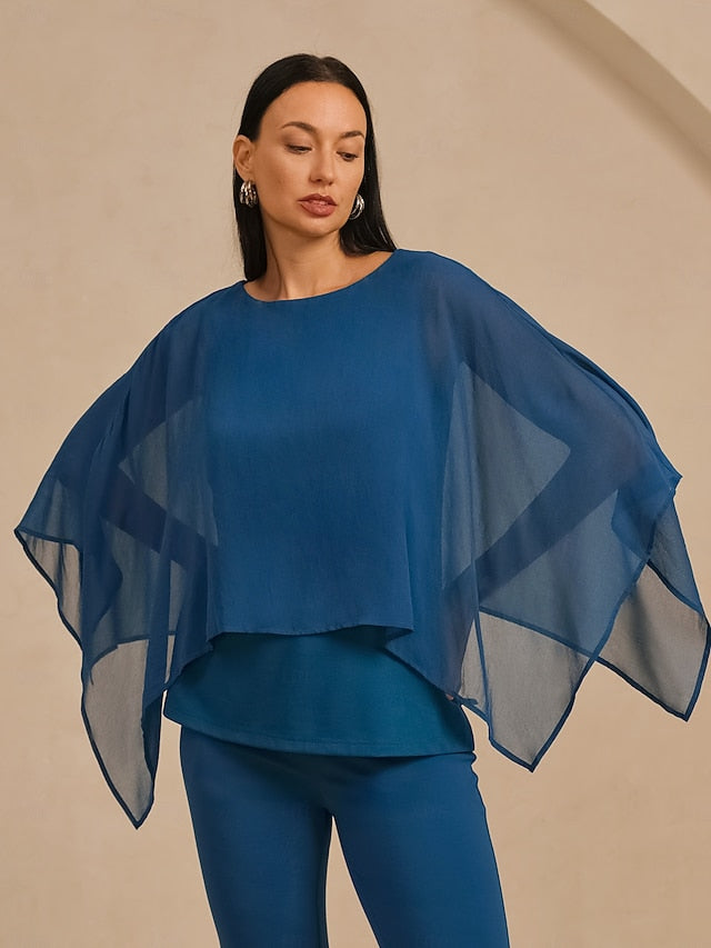 Women's Cape Top Elegant Stylish Luxurious Modal Chiffon