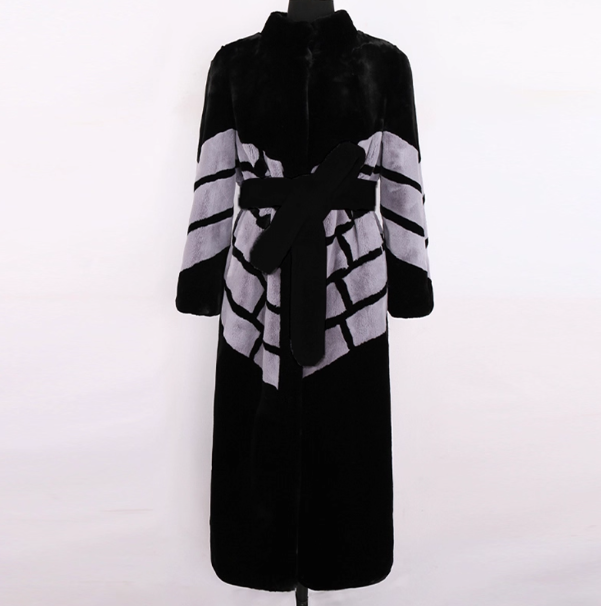 Lässige, übergroße Patchwork-Wolljacke in Schokoladenbraun für den Winter LY9449