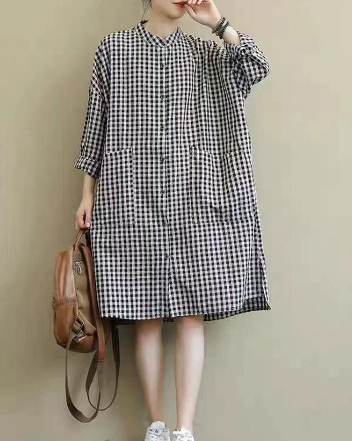 Cotton Black White Plaid Shirts