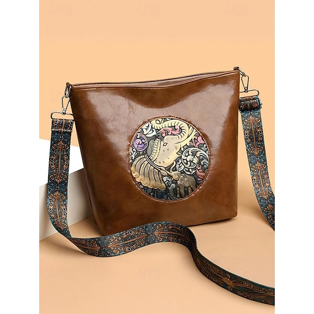 Sac bandoulière femme éléphant bohème – vintage gaufré