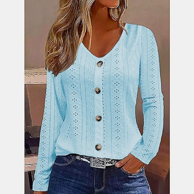 Women's White Elegant Lace Tops Eyelet Blouse Dressy Tops