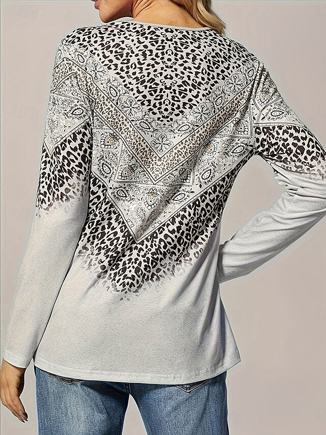 Women's T Shirt Buttons Print Asymmetrical Graphic Paisley