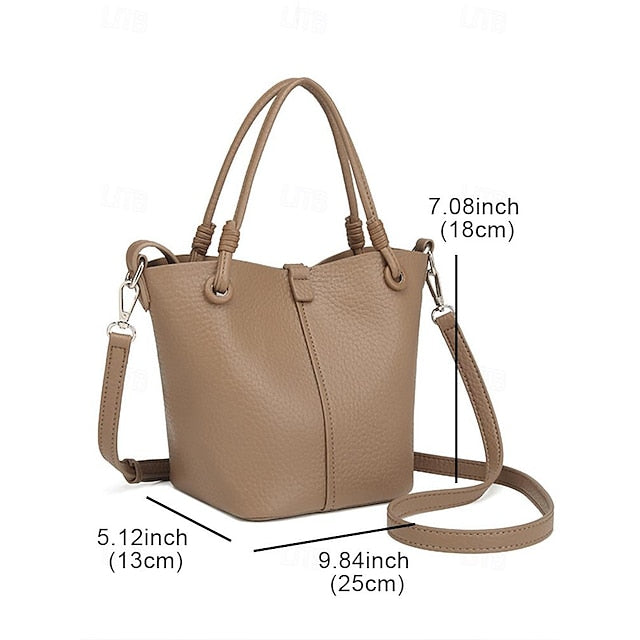 Damen Beutel Stilvolle Tasche Bucket Passend zu – Leder