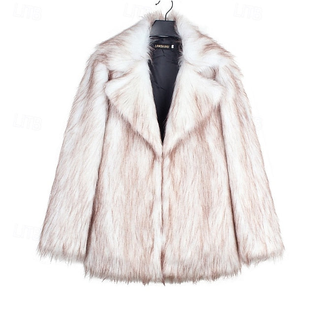 Coat Fur Women's Faux Comfortable Warm Furs