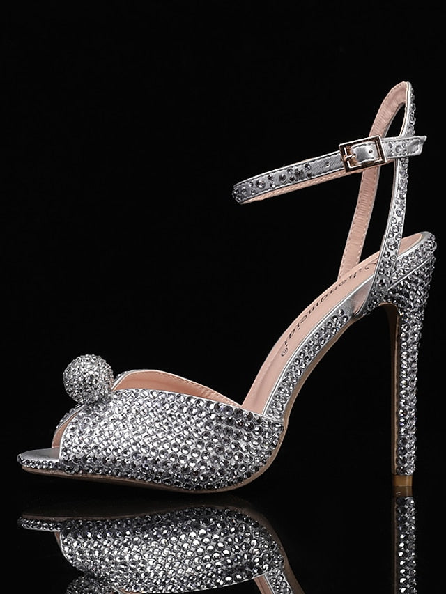 with Stiletto Embellished Heel Rhinestone Sandals Women's