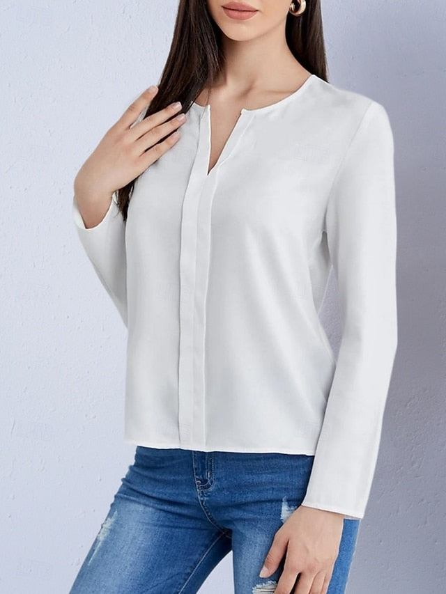 Women's Shirt Satin Shirt Casual Shirt Plain Vintage