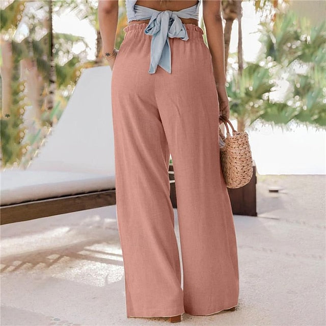 Women's Wide Leg Pants Trousers Casual Daily Long Plain