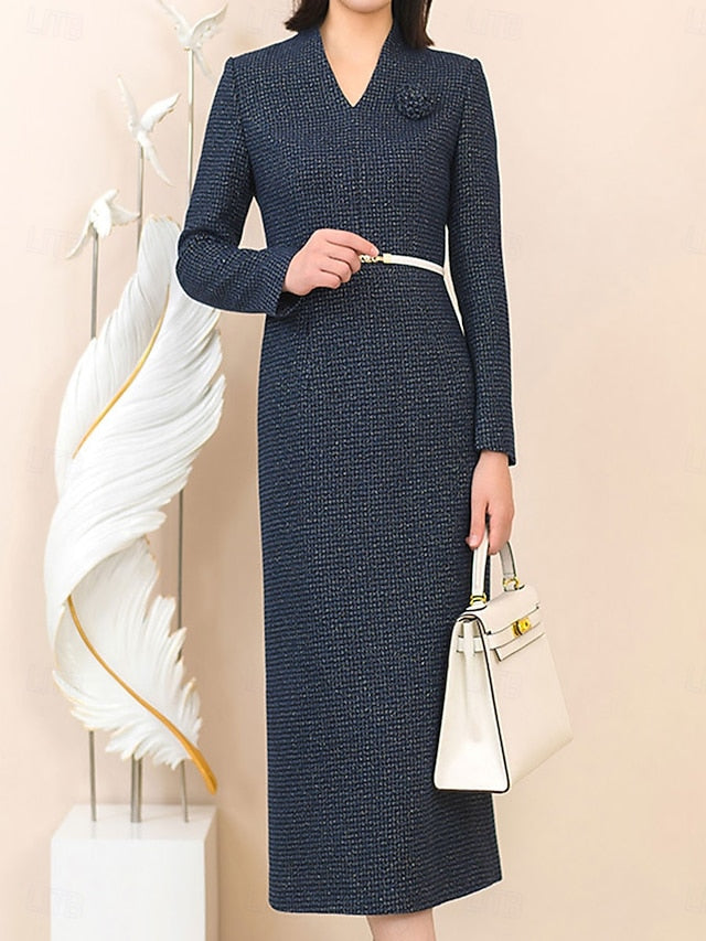 Mother the Neck Bride / V Elegant Dress Sheath Vintage of Column