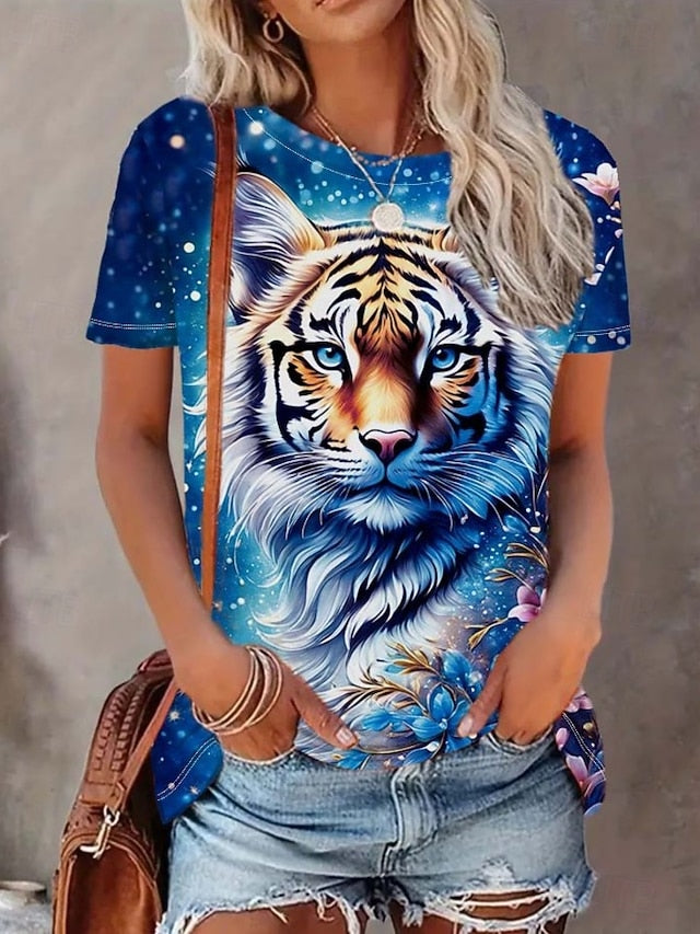 Women's T Shirt Print Graphic Animal Leopard Vintage