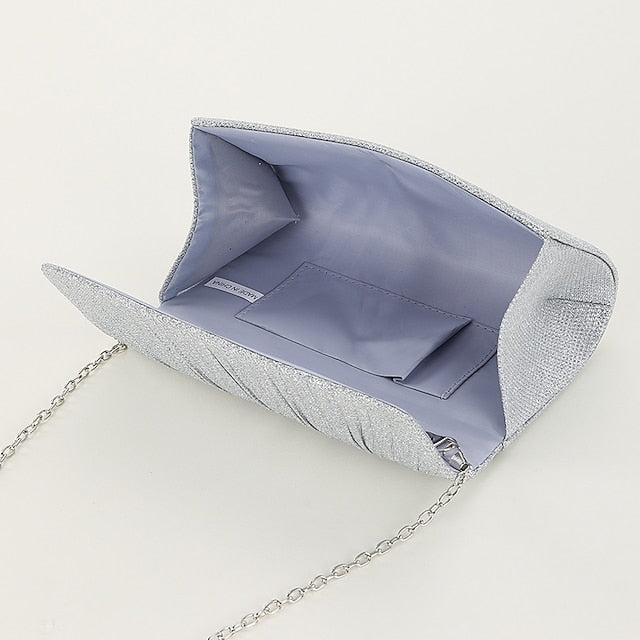 Silver Clutch Evening Purse Elegant Glitter – Women's